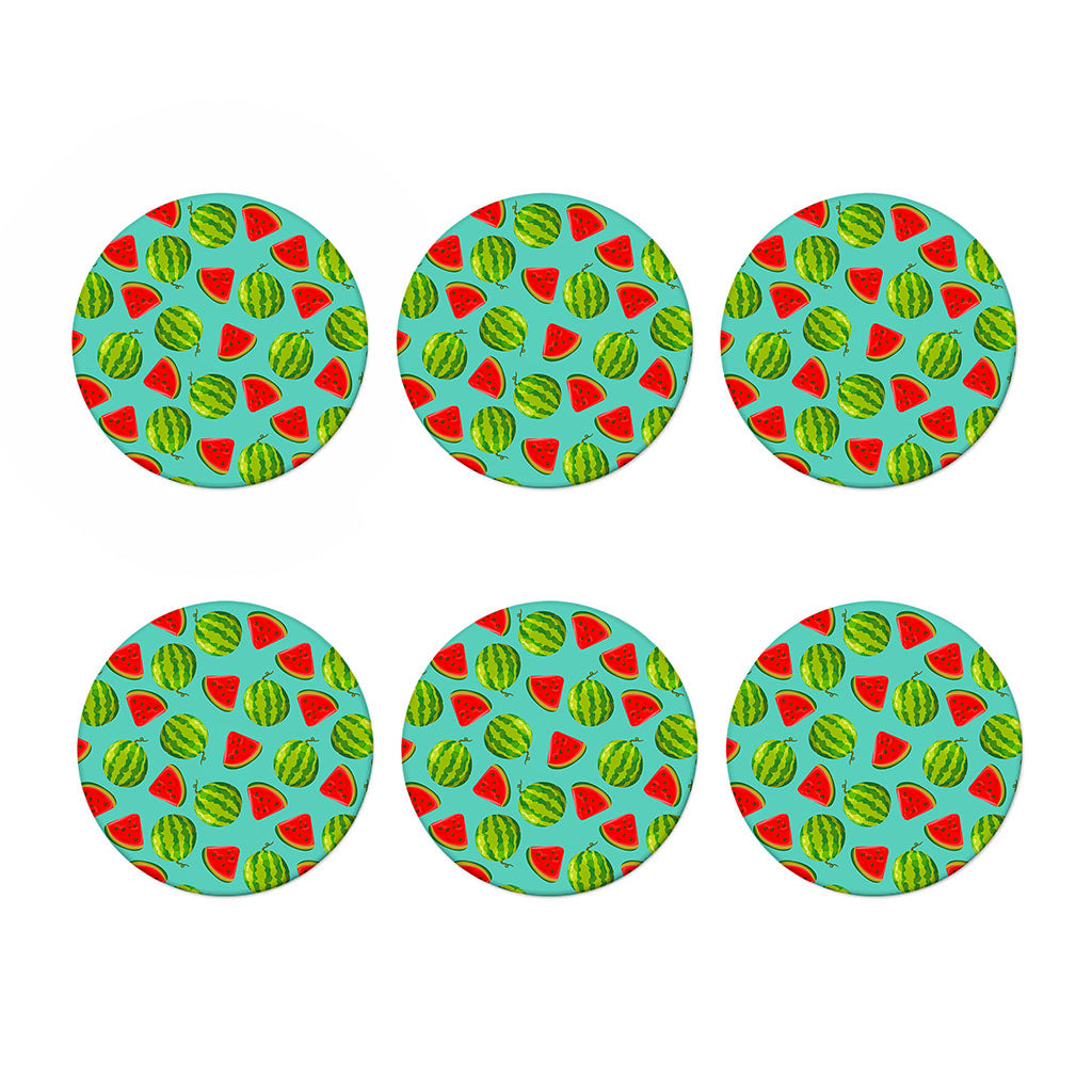 Blue Summer Watermelon Pattern Print Coaster Set