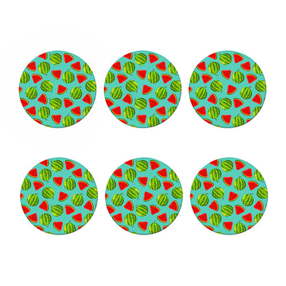 Blue Summer Watermelon Pattern Print Coaster Set