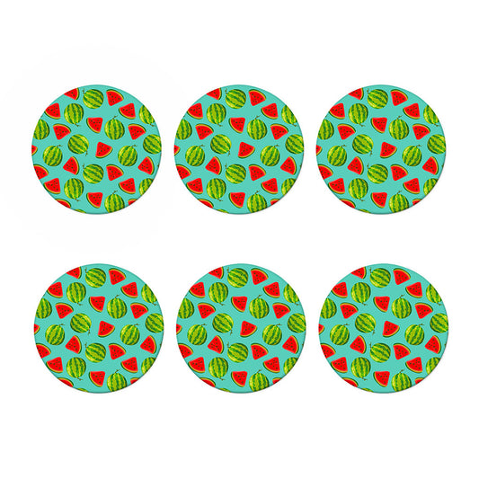 Blue Summer Watermelon Pattern Print Coaster Set