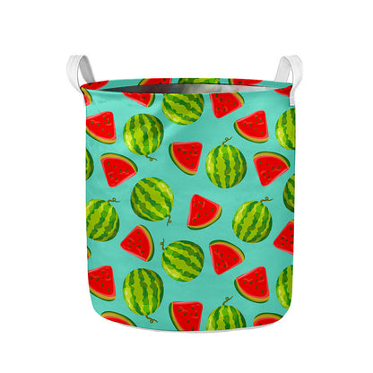 Blue Summer Watermelon Pattern Print Collapsible Laundry Basket