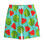 Blue Summer Watermelon Pattern Print Cotton Shorts
