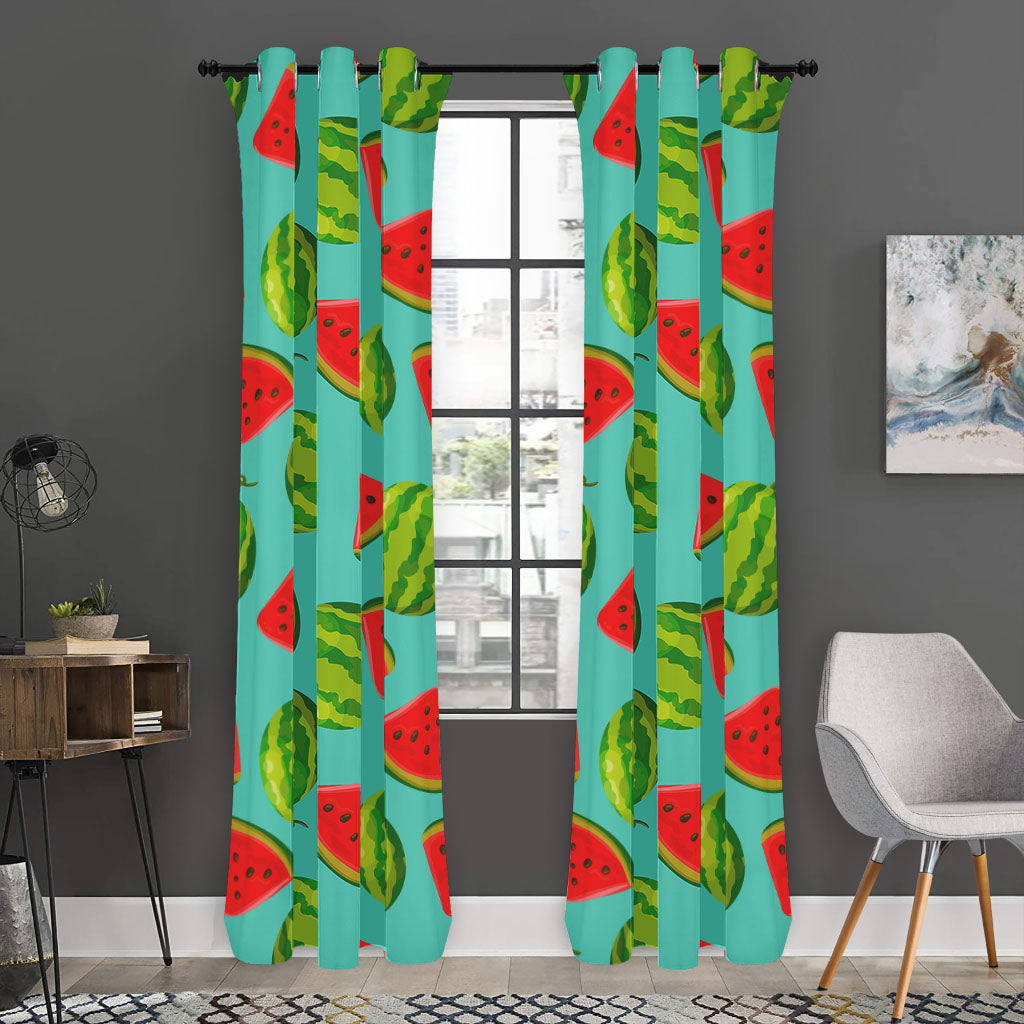 Blue Summer Watermelon Pattern Print Curtain