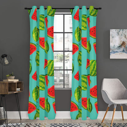 Blue Summer Watermelon Pattern Print Curtain
