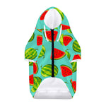 Blue Summer Watermelon Pattern Print Dog Zip Up Hoodie
