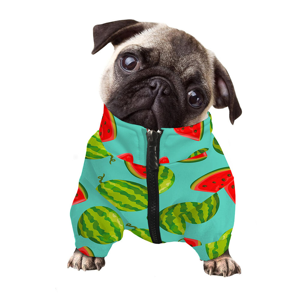 Blue Summer Watermelon Pattern Print Dog Zip Up Jacket