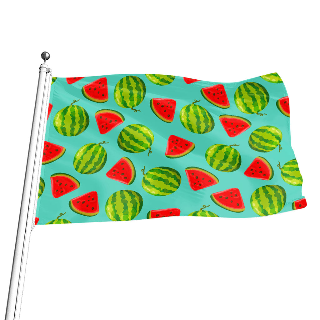 Blue Summer Watermelon Pattern Print Flag