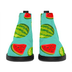 Blue Summer Watermelon Pattern Print Flat Ankle Boots