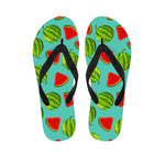 Blue Summer Watermelon Pattern Print Flip Flops