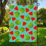 Blue Summer Watermelon Pattern Print Garden Flag