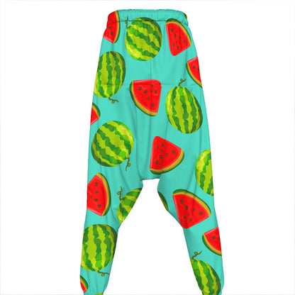 Blue Summer Watermelon Pattern Print Hammer Pants