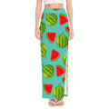 Blue Summer Watermelon Pattern Print High Slit Maxi Skirt