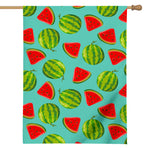 Blue Summer Watermelon Pattern Print House Flag