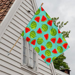Blue Summer Watermelon Pattern Print House Flag
