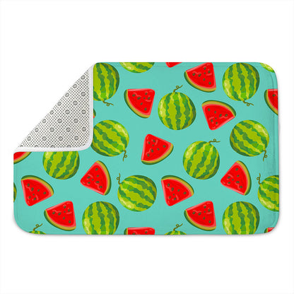 Blue Summer Watermelon Pattern Print Indoor Door Mat