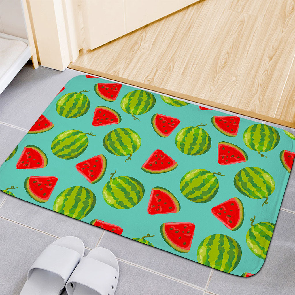 Blue Summer Watermelon Pattern Print Indoor Door Mat