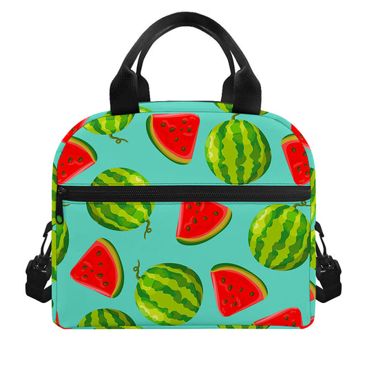 Blue Summer Watermelon Pattern Print Insulated Lunch Bag