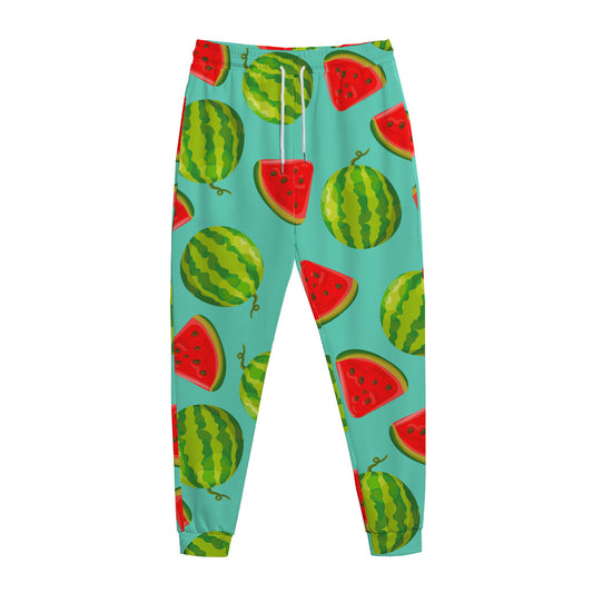 Blue Summer Watermelon Pattern Print Jogger Pants