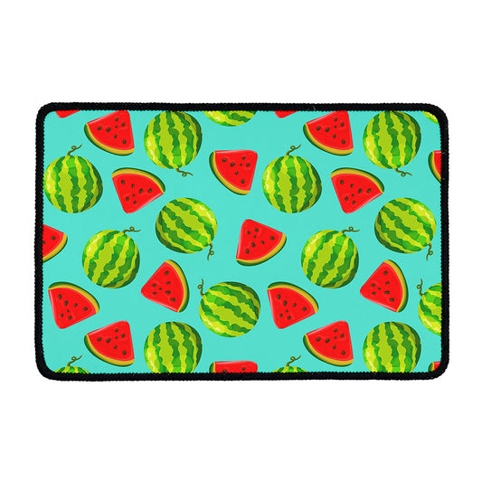 Blue Summer Watermelon Pattern Print Kitchen Mat