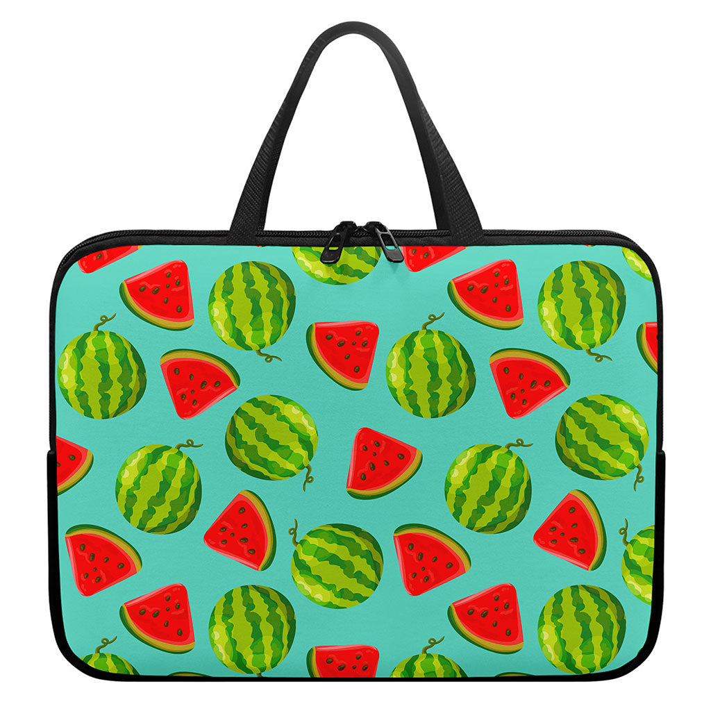 Blue Summer Watermelon Pattern Print Laptop Sleeve With Handle