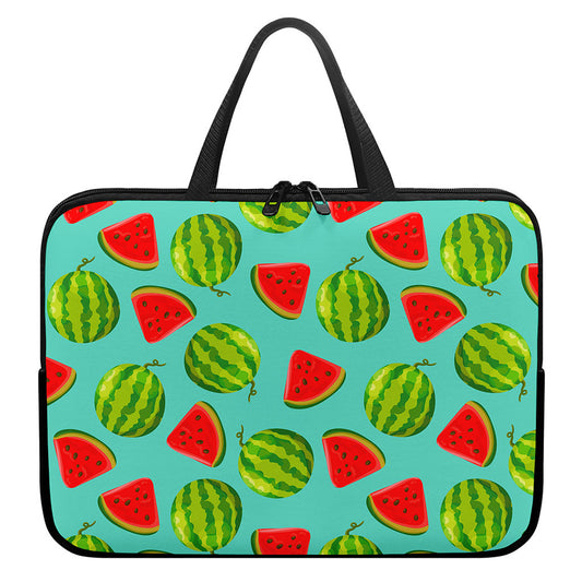 Blue Summer Watermelon Pattern Print Laptop Sleeve With Handle