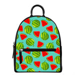 Blue Summer Watermelon Pattern Print Leather Backpack