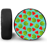 Blue Summer Watermelon Pattern Print Leather Spare Tire Cover