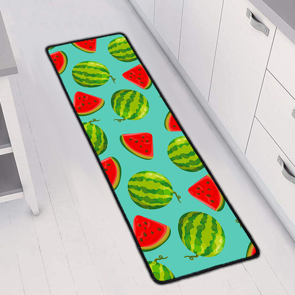 Blue Summer Watermelon Pattern Print Long Kitchen Mat