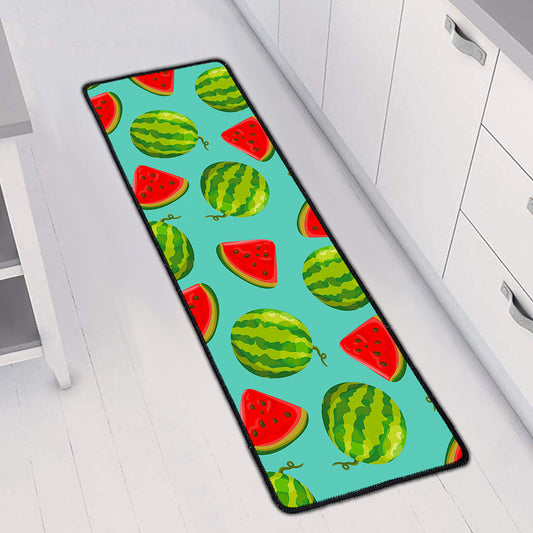 Blue Summer Watermelon Pattern Print Long Kitchen Mat