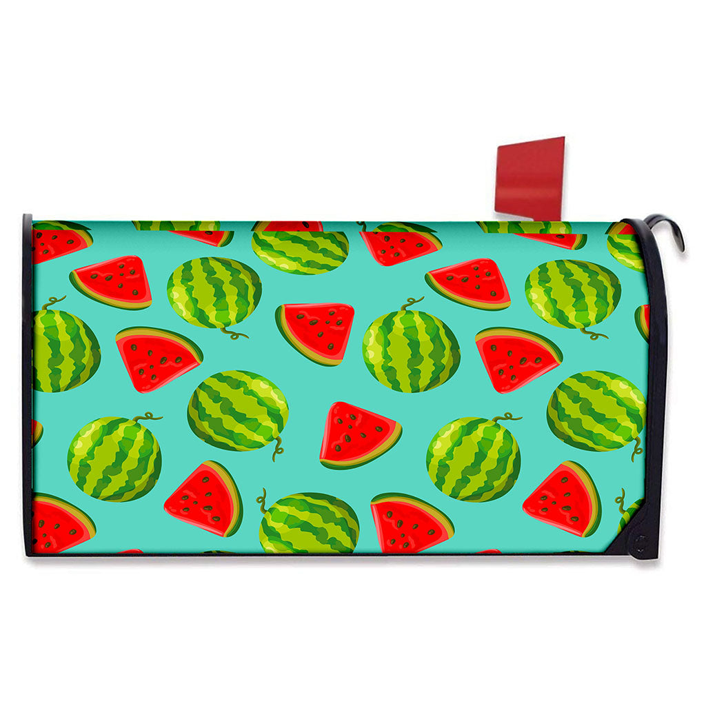 Blue Summer Watermelon Pattern Print Mailbox Cover