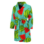 Blue Summer Watermelon Pattern Print Men's Bathrobe