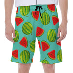 Blue Summer Watermelon Pattern Print Men's Beach Shorts
