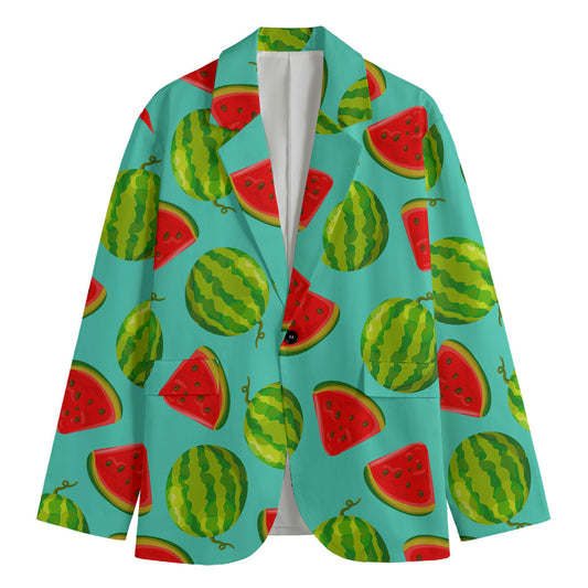 Blue Summer Watermelon Pattern Print Men's Blazer