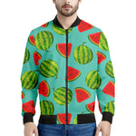 Blue Summer Watermelon Pattern Print Men's Bomber Jacket