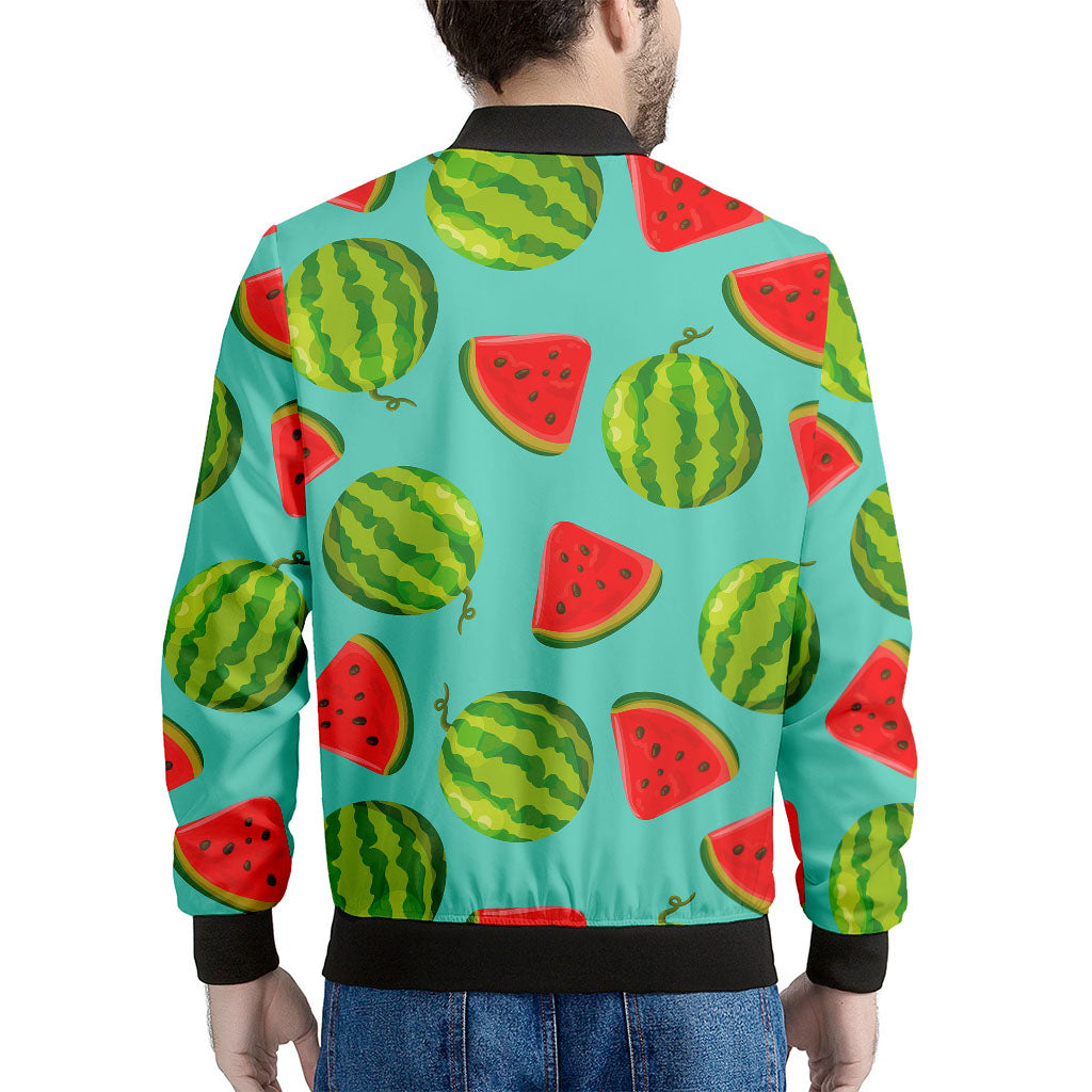 Blue Summer Watermelon Pattern Print Men's Bomber Jacket