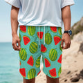 Blue Summer Watermelon Pattern Print Men's Cargo Shorts