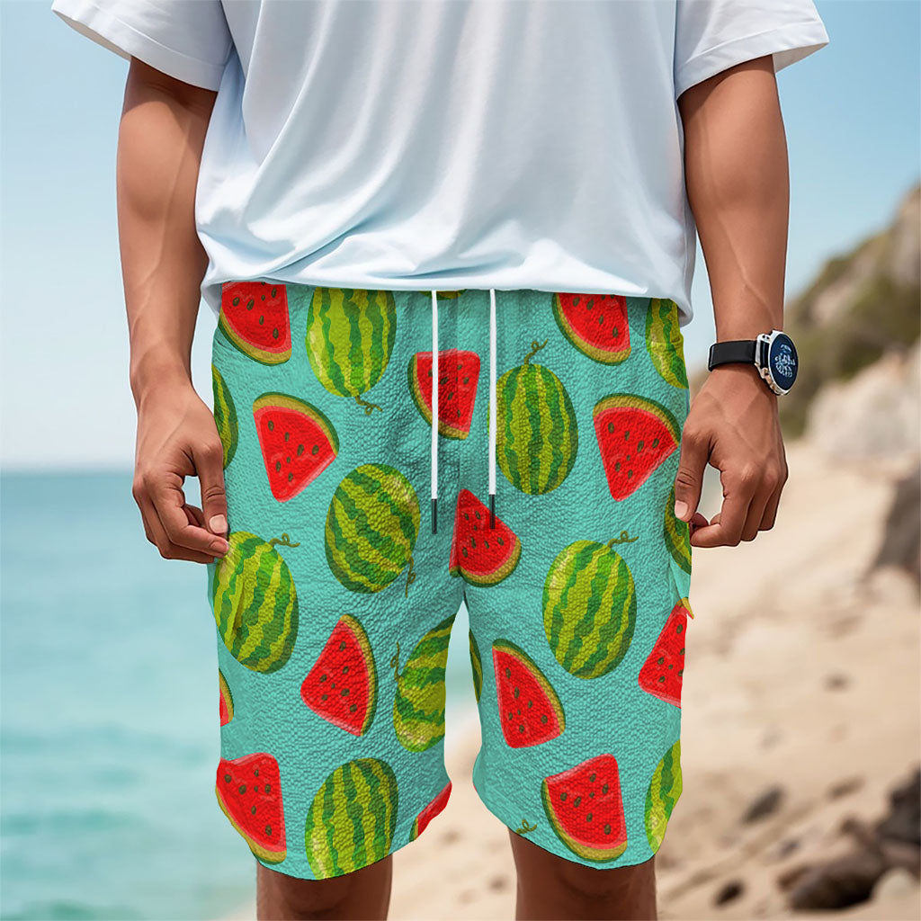 Blue Summer Watermelon Pattern Print Men's Cargo Shorts