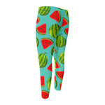 Blue Summer Watermelon Pattern Print Men's Compression Pants