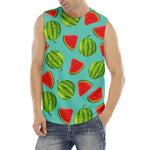 Blue Summer Watermelon Pattern Print Men's Fitness Tank Top