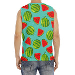 Blue Summer Watermelon Pattern Print Men's Fitness Tank Top