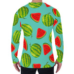 Blue Summer Watermelon Pattern Print Men's Long Sleeve T-Shirt