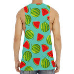 Blue Summer Watermelon Pattern Print Men's Muscle Tank Top