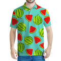 Blue Summer Watermelon Pattern Print Men's Polo Shirt