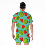 Blue Summer Watermelon Pattern Print Men's Rompers