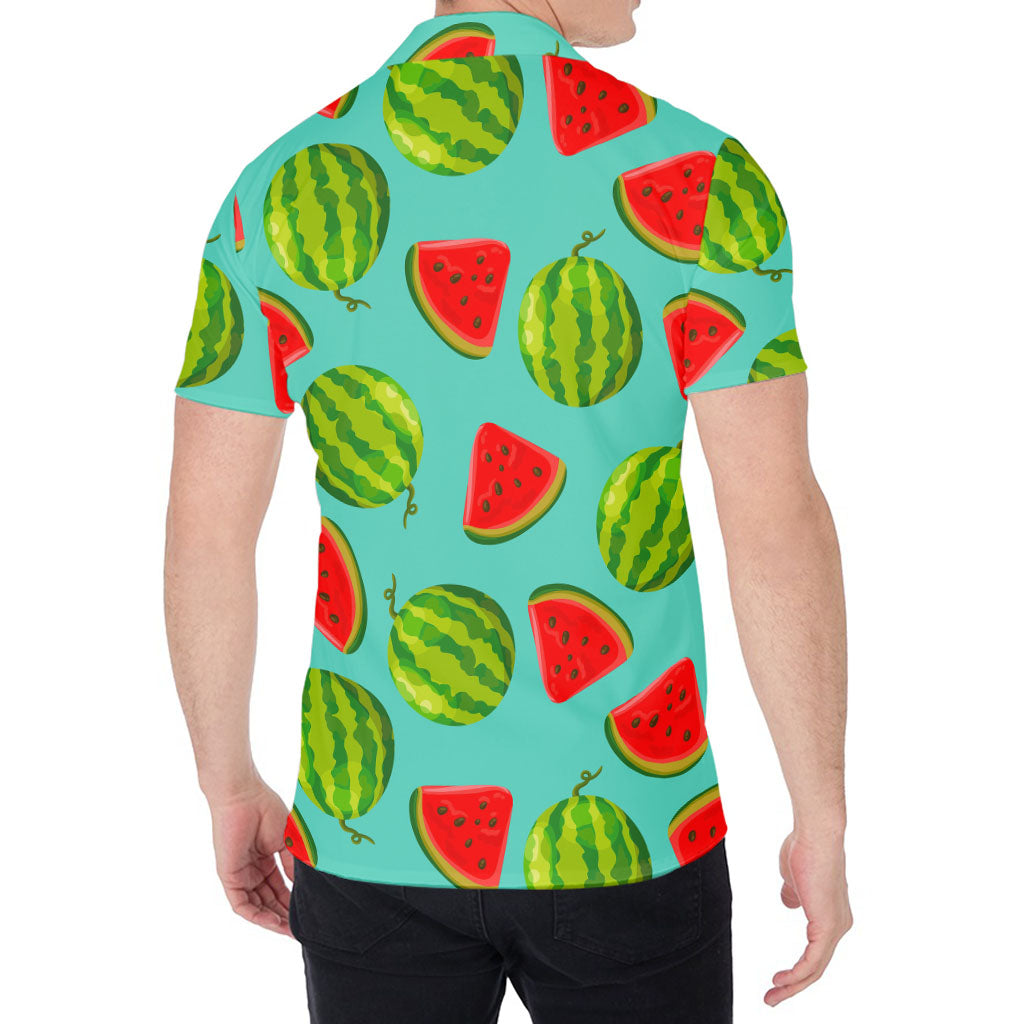 Blue Summer Watermelon Pattern Print Men's Shirt