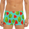Blue Summer Watermelon Pattern Print Men's Short Boxer Briefs