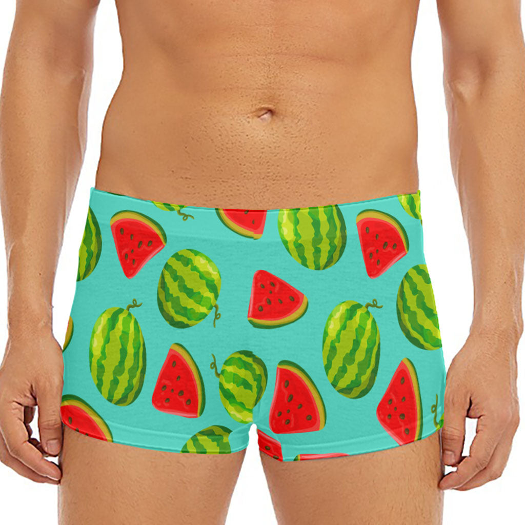 Blue Summer Watermelon Pattern Print Men's Short Boxer Briefs