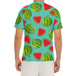 Blue Summer Watermelon Pattern Print Men's Short Sleeve Rash Guard
