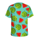 Blue Summer Watermelon Pattern Print Men's Sports T-Shirt