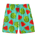 Blue Summer Watermelon Pattern Print Men's Swim Trunks