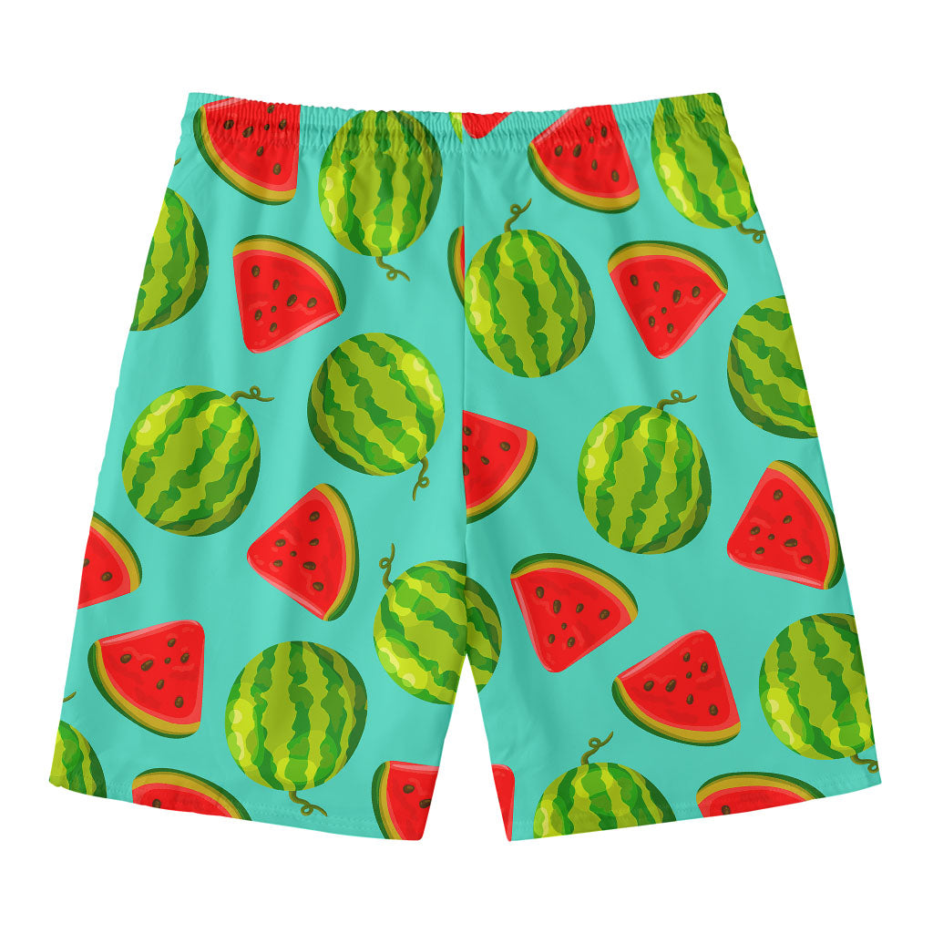 Blue Summer Watermelon Pattern Print Men's Swim Trunks